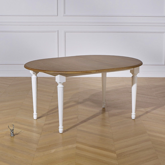 ARLINGTON - Table ronde extensible style romantique, plateau en chêne, 4/6 couverts, FSC®