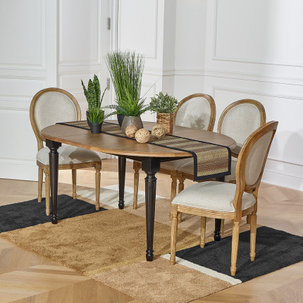 ARLINGTON - Extendable dining table in shabby chic style, oak top, lacquered legs, seats 4/6