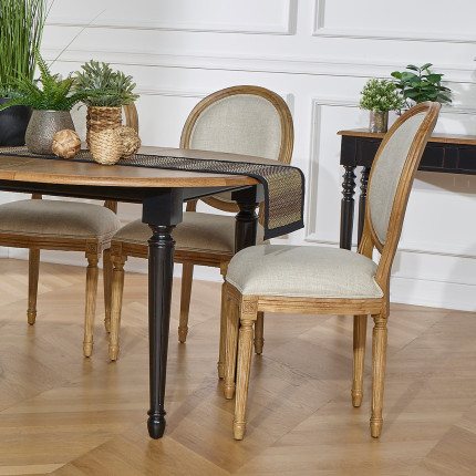 ARLINGTON - Extendable dining table in shabby chic style, oak top, lacquered legs, seats 4/6