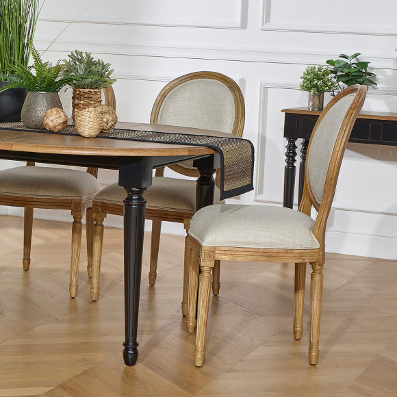 ARLINGTON - Tavolo da pranzo allungabile stile shabby chic, piano in rovere, gambe laccate, 4/6 coperti