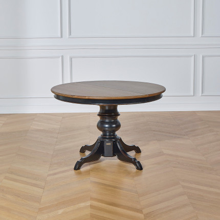 ARIANE - Extendable dining table with extension leaf, oak top, black legs, seats 6/8