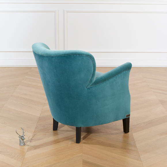 MAX - Fauteuil club clouté style moderne en velours et bois, 1 place