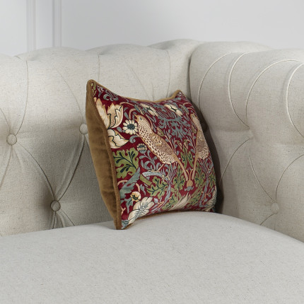 CÉLESTINE -  Coussin rectangulaire style romantique avec motifs faune et flore, 42 x 27 cm