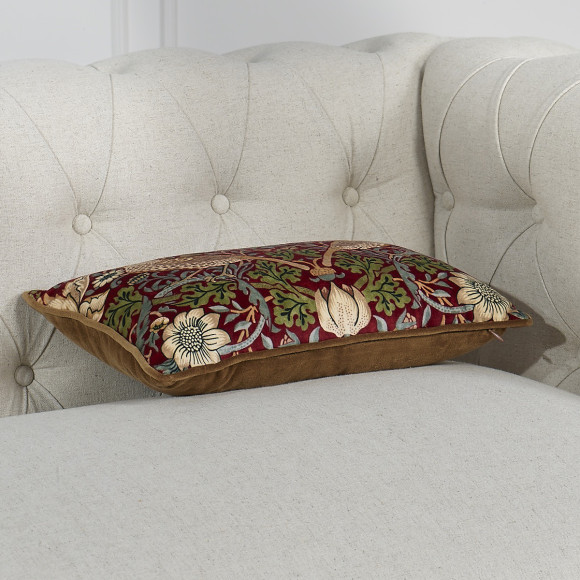 CÉLESTINE - Rectangular cushion in romantic style with fauna and flora patterns, 42 x 27 cm