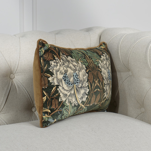 PIVOINE – Coussin rectangulaire style romantique avec motifs floraux, 53 x 31 cm