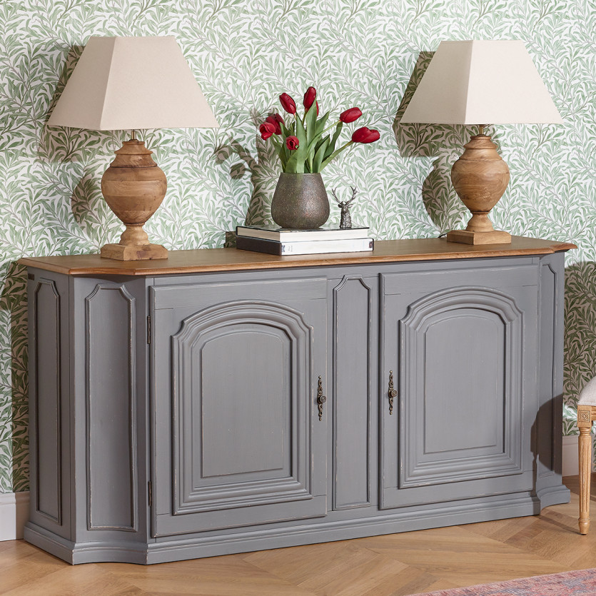 ELISABETH - Credenza shabby chic in rovere, grigio antracite