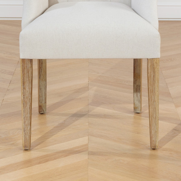 AGATA - Poltrona con braccioli stile moderno in legno e cotone lino, 1 posto, legno certificato FSC®