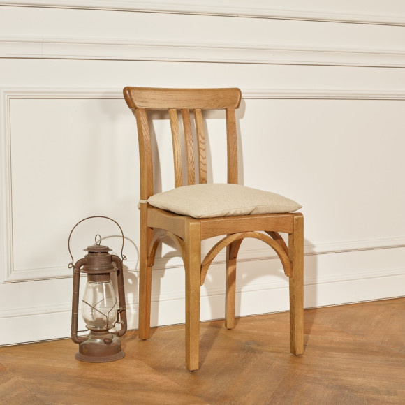 CALBAR - Bistrostühle im zeitgenössischen Stil aus Massivholz, Kissen aus Leinen und Baumwolle, 2er-Set, FSC®-zertifiziertes Hol