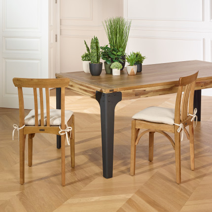 CALBAR - Bistrostühle im zeitgenössischen Stil aus Massivholz, Kissen aus Leinen und Baumwolle, 2er-Set, FSC®-zertifiziertes Hol