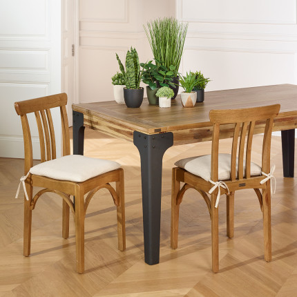 CALBAR - Bistrostühle im zeitgenössischen Stil aus Massivholz, Kissen aus Leinen und Baumwolle, 2er-Set, FSC®-zertifiziertes Hol