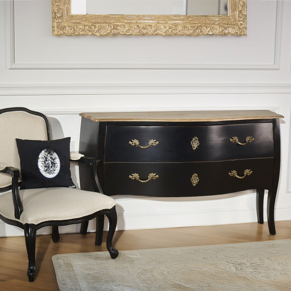 ALIENOR - Commode style classique, plateau chêne, 2 tiroirs, bois certifié FSC®