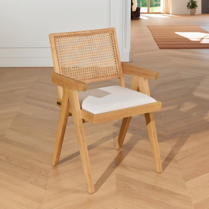 CAPORAL - Fauteuil style moderne en bois massif et tissu anti-feu, 1 place