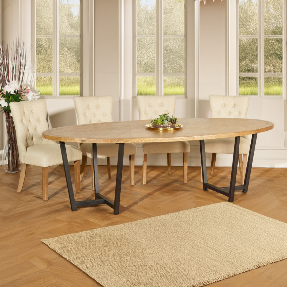 JACKSON - Modern style oval dining table, wood and metal, 8/10 seats