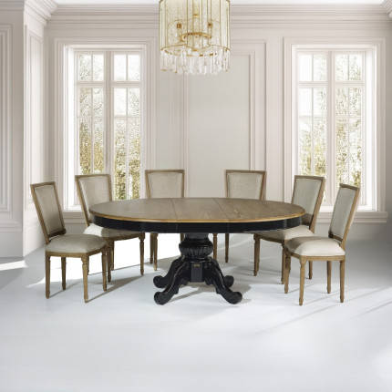 AMBOISE - Extendable dining table in shabby chic style, oak top, 8/10 seats