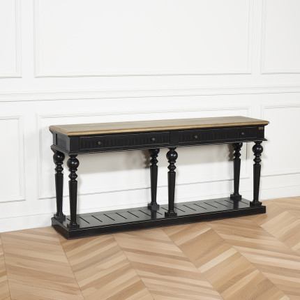 AUDE - Solid wood draper console with 2 drawers - FSC® certified wood