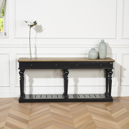 AUDE - Solid wood draper console with 2 drawers - FSC® certified wood