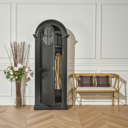 MADISON - Armoire bonnetière style romantique en bois massif, 1 porte, 1 étagère