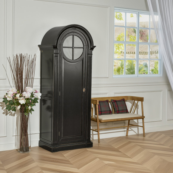 MADISON - Armoire bonnetière style romantique en bois massif, 1 porte, 1 étagère