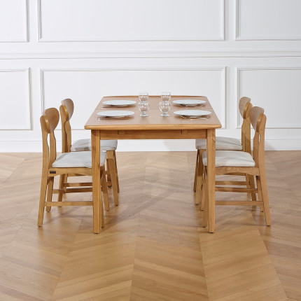 DALHIA - Tavolo da pranzo allungabile in stile scandinavo in rovere, 6/8 posti, legno certificato FSC®