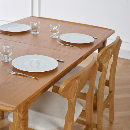 DALHIA - Mesa de comedor extensible escandinava de roble, para 6/8 cubiertos, madera certificada FSC®