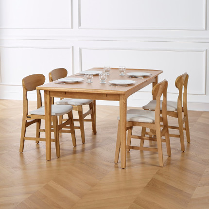 DALHIA - Table de repas à rallonge scandinave en chêne, 6/8 couverts, bois certifié FSC®