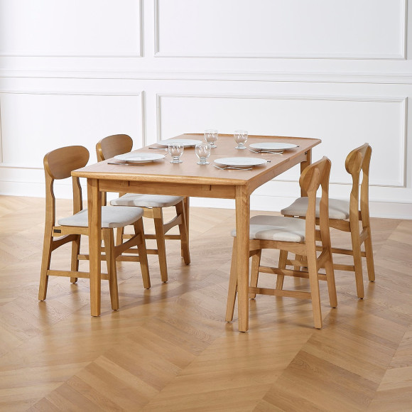 DALHIA - Scandinavian extendable dining table in oak, 6/8 place settings, FSC® certified wood