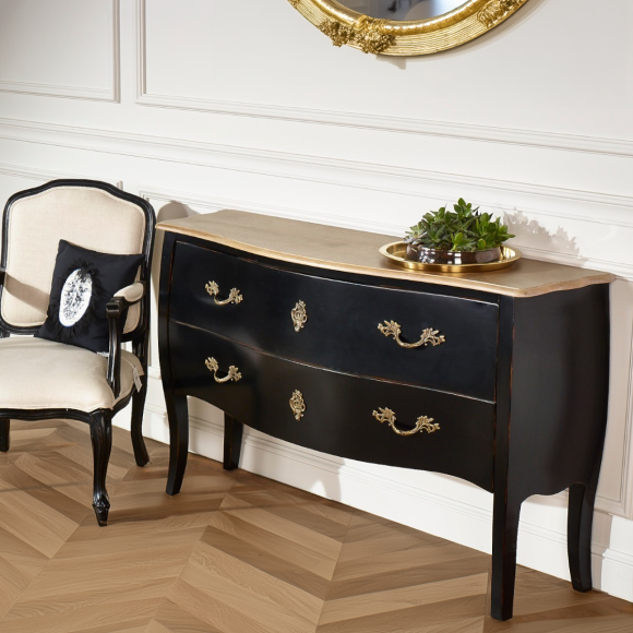 ALIENOR - Commode style classique, plateau chêne, 2 tiroirs, bois certifié FSC®