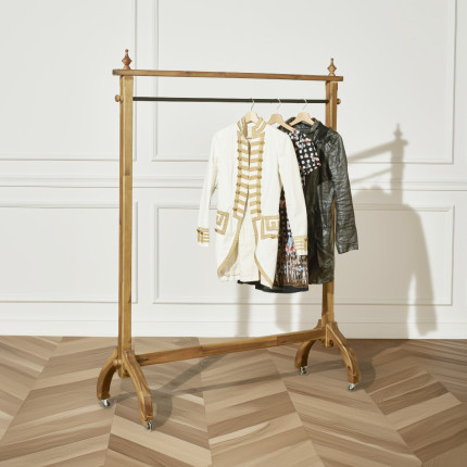 LULU - Romantic style rolling rack made of wood and metal, 140 cm