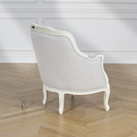 VICTOR LINUM - Fauteuil style romantique en bois massif et tissu ignifugé, 1 place