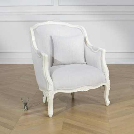 VICTOR LINUM - Fauteuil style romantique en bois massif et tissu ignifugé, 1 place