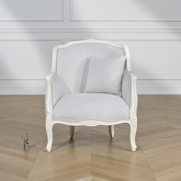 VICTOR LINUM - Fauteuil style romantique en bois massif et tissu ignifugé, 1 place