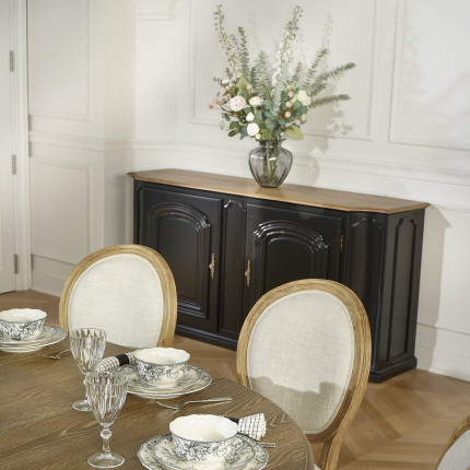 ELISABETH – Buffet stile shabby chic, piano in rovere, 2 ante, 2 ripiani, legno certificato FSC®