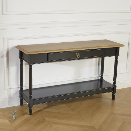 MARKUS – Console with drawer, shabby chic style, oak top, FSC® certified wood