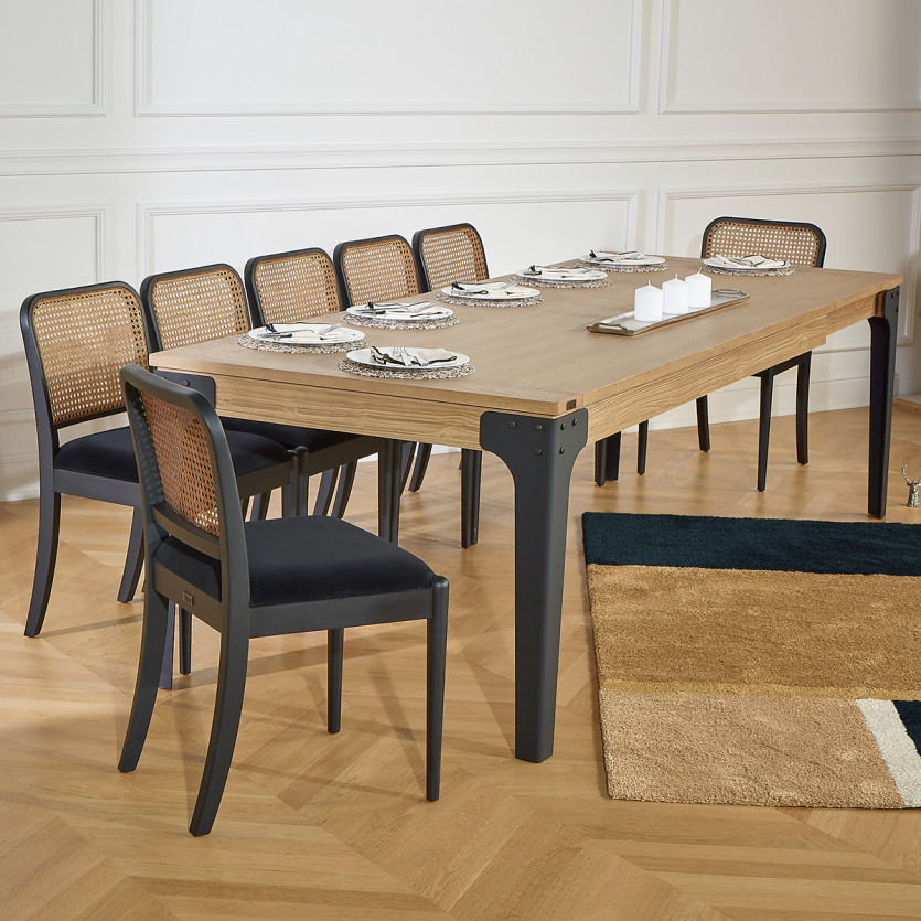 SEATTLE - Industrial-style dining table, 8/10 guests, oak tabletop, FSC® certified wood