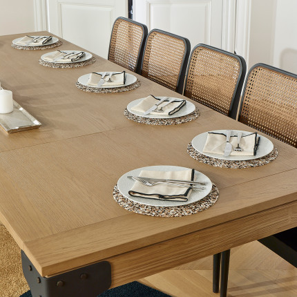 SEATTLE - Industrial-style dining table, 8/10 guests, oak tabletop, FSC® certified wood