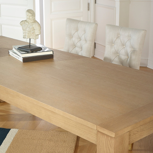 LORENZO - Contemporary oak dining table, 1 extension, 8/10 guests, FSC® certified wood.