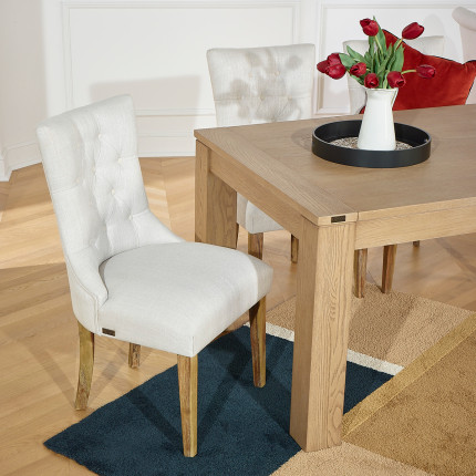 LORENZO - Contemporary oak dining table, 1 extension, 8/10 guests, FSC® certified wood.