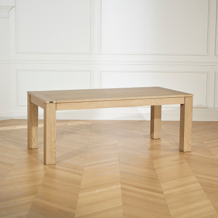 MEGEVE - Table à manger contemporaine en chêne, 1 rallonge, 8/10 convives, bois certifié FSC®