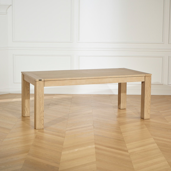 LORENZO - Table à manger contemporaine en chêne, 1 rallonge, 8/10 convives, bois certifié FSC®