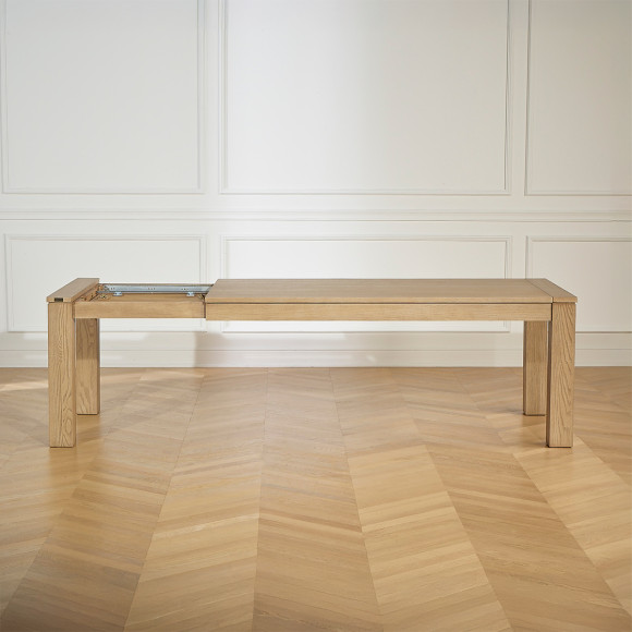 LORENZO - Contemporary oak dining table, 1 extension, 8/10 guests, FSC® certified wood.