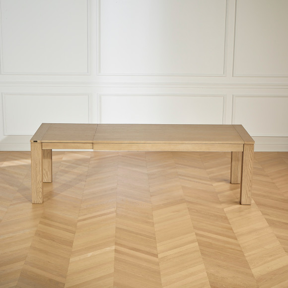 MEGEVE - Contemporary oak dining table, 1 extension, 8/10 guests, FSC® certified wood.