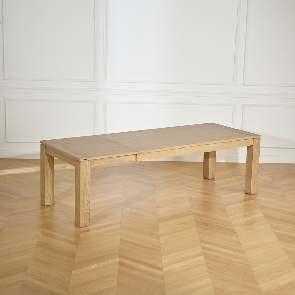 LORENZO - Table à manger contemporaine en chêne, 1 rallonge, 8/10 convives, bois certifié FSC®