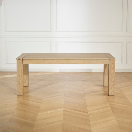 LORENZO - Table à manger contemporaine en chêne, 1 rallonge, 8/10 convives, bois certifié FSC®