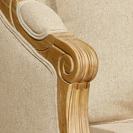 ALEXANDRE - Poltrona bergère in stile classico in legno massello e lino, 1 posto, legno certificato FSC®