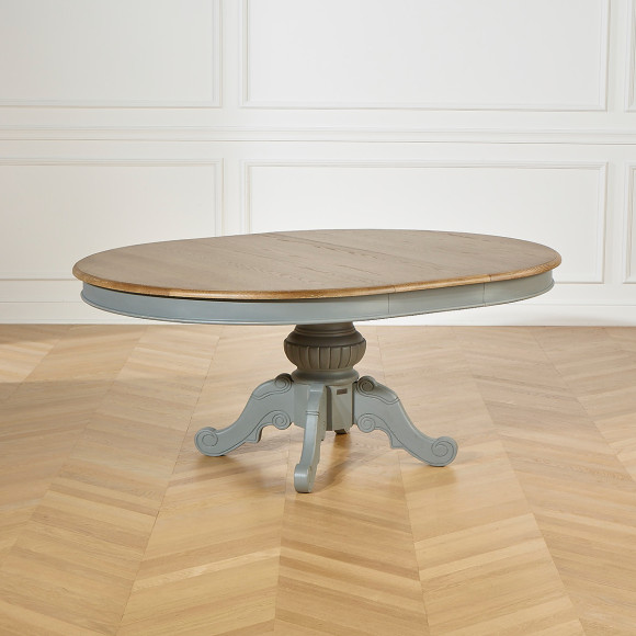 AMBOISE - Table repas extensible 8 à 10 couverts, patine gris anthracite