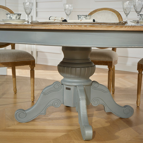 AMBOISE - Extendable dining table for 8 to 10 settings, anthracite gray patina