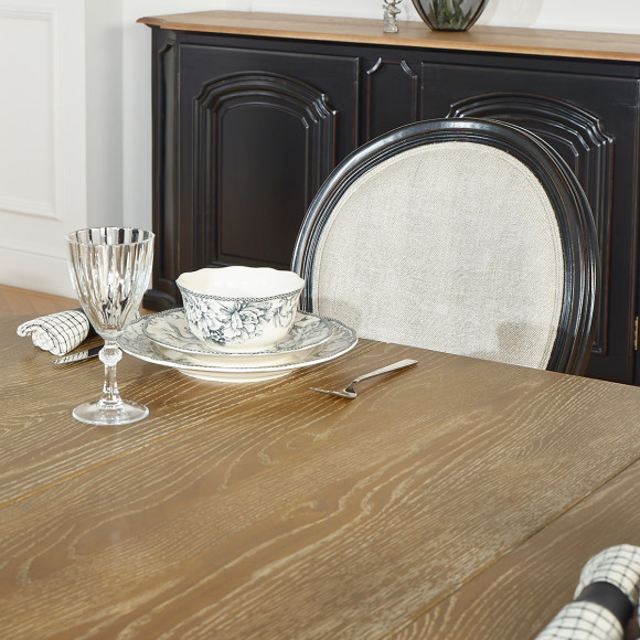 AMBOISE - Extendable dining table in shabby chic style, oak top, 8/10 seats