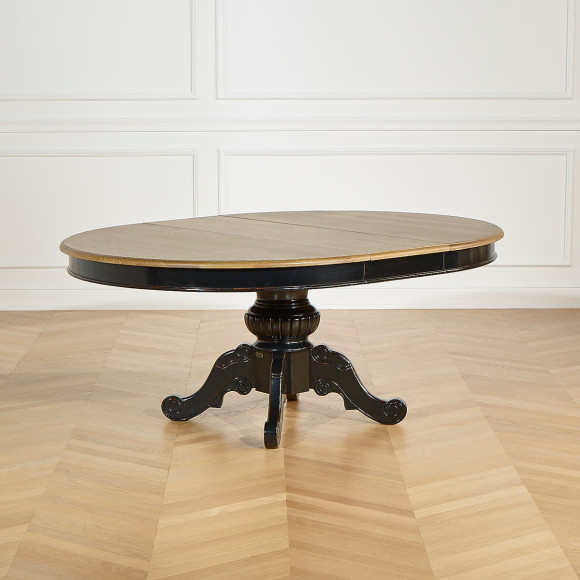 AMBOISE - Extendable dining table in shabby chic style, oak top, 8/10 seats