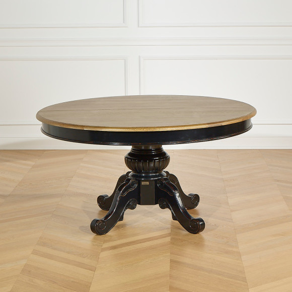 AMBOISE - Extendable dining table in shabby chic style, oak top, 8/10 seats