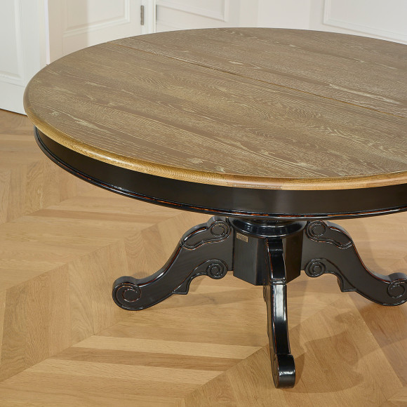 AMBOISE - Extendable dining table in shabby chic style, oak top, 8/10 seats